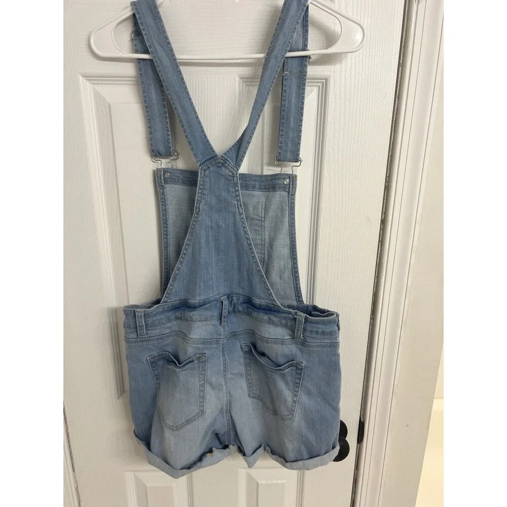 Wax Jean Classic Blue Denim Overall Shorts Size Large - Picture 3 of 6